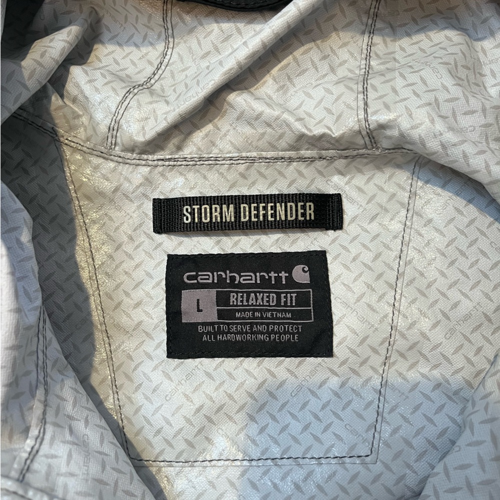 Carhartt Storm Defender Black Hooded Rain Jacket - Picture 3 of 3